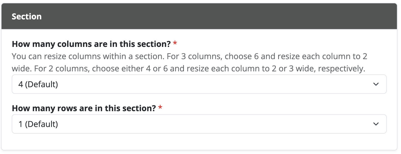 Screenshot of the node editor's "general" section